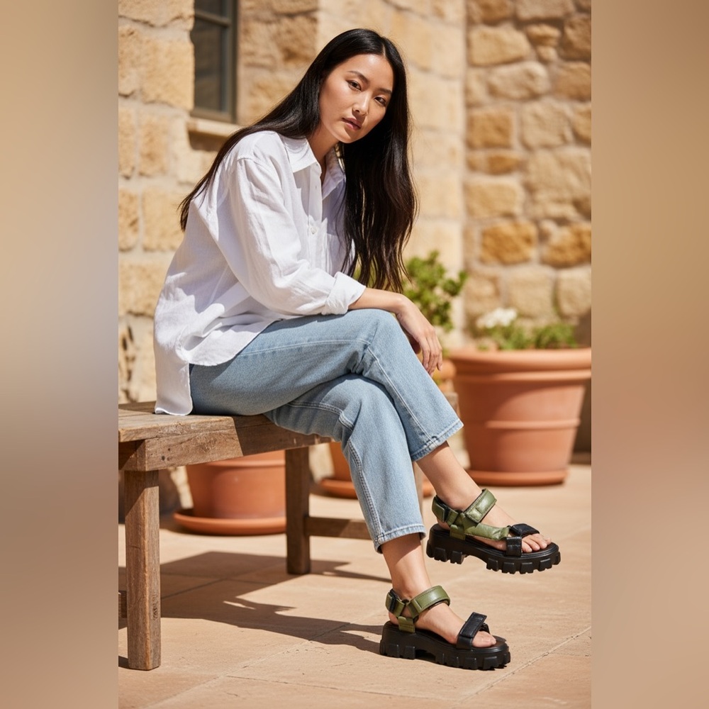 Arizona Love Leather Platform Sporty Women's Sandals US 7.5